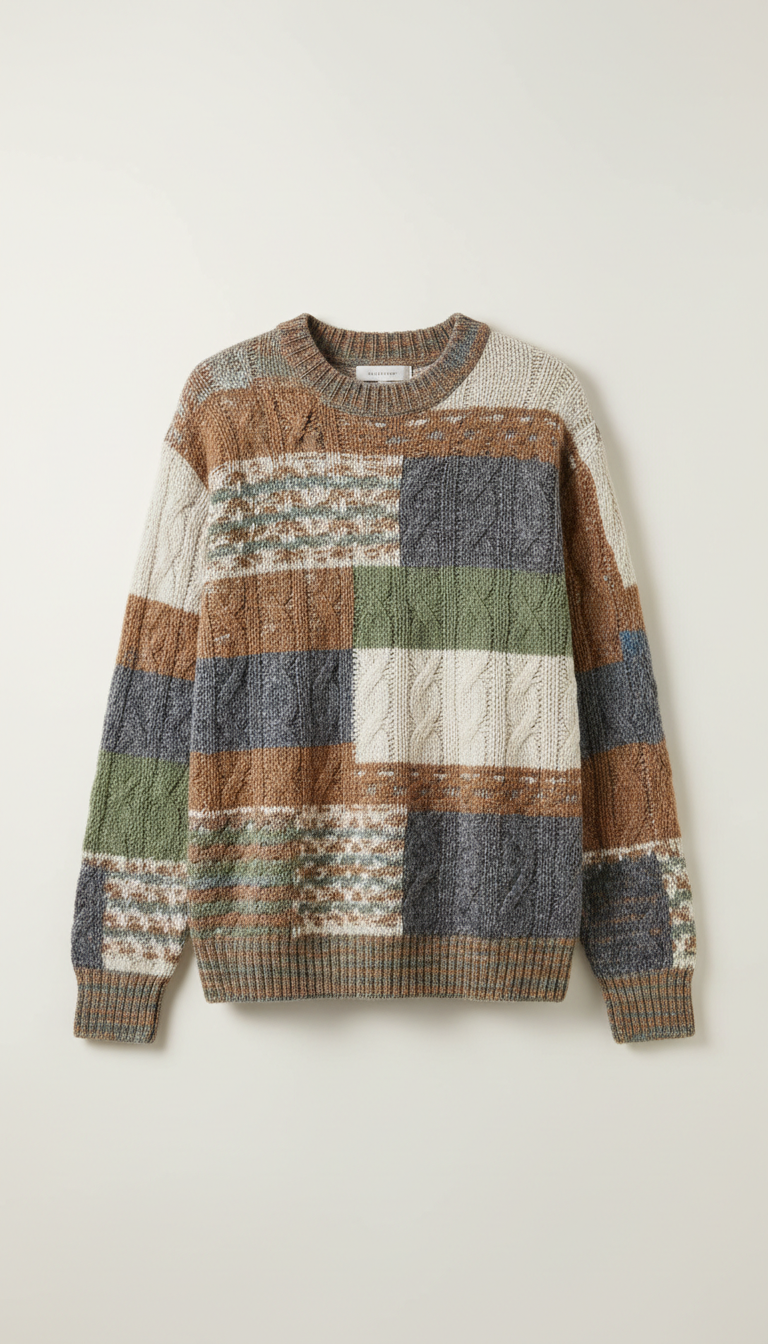 Textured Knit Crewneck Sweater